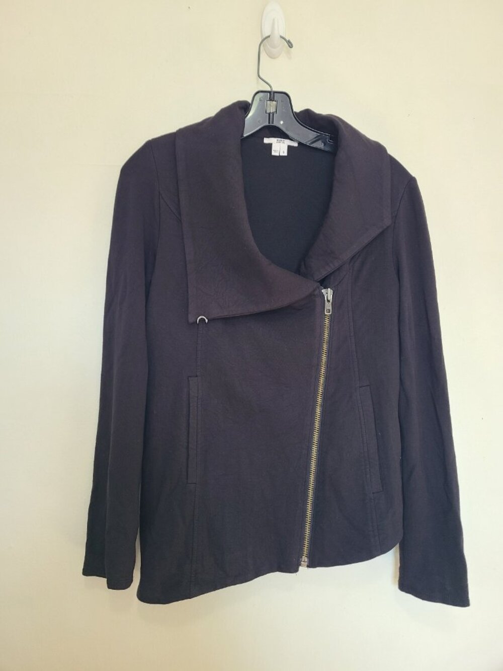 Helmut Lang Black Asymmetric Motto Jacket Cotton Size S